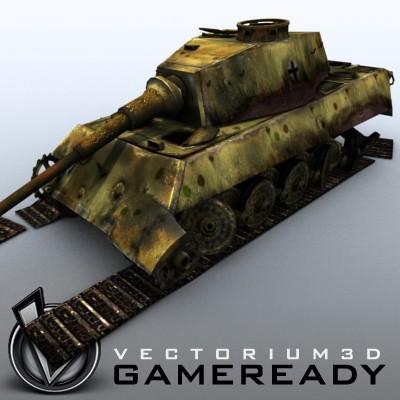 3D Model of Game Ready Low Poly King Tiger model - 3D Render 6